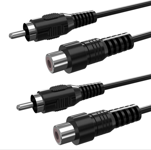 Ullnosoo RCA Extension Cable, 2 Pack 15ft Audio Video RCA Male to Female Cord for Speaker, Subwoofer, Camera