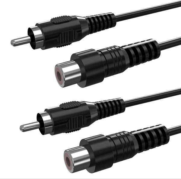 Ullnosoo RCA Extension Cable, 2 Pack 15ft Audio Video RCA Male to Female Cord for Speaker, Subwoofer, Camera