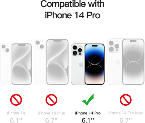 JETech 9H Tempered Glass Screen Protector for iPhone 14 Pro 6.1-Inch, HD Clear, Case-Friendly, 3-Pack. Full Coverage.