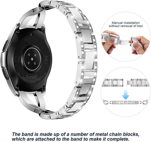 Compatible for Samsung Galaxy Watch 46mm/Gear S3 Bands, Women 22mm Metal Alloy Bracelet Strap Replacement