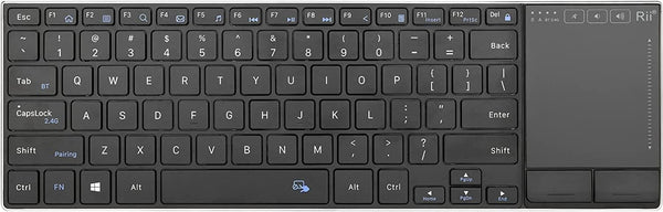 Rii Wireless Bluetooth Keyboard, Multi Device Rechargeable with Touchpad, Ultra Slim, Compatible with PC, Mac, Laptop