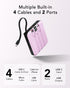 VRURC Portable Charger with Built-in Cable, 10000mAh Power Bank, 22.5W/PD20W Fast Charging USB C Battery Pack with LED