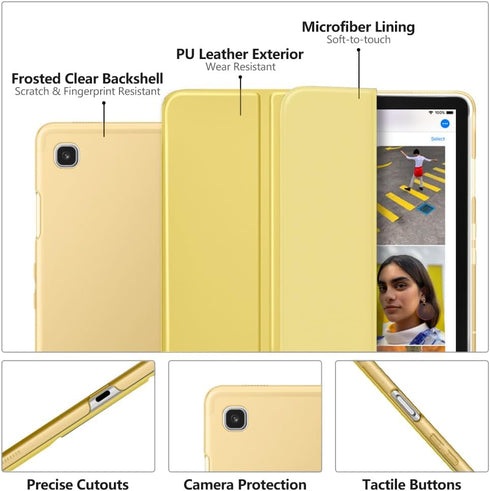 MoKo Ultra Thin Slim Shell Case for Samsung Galaxy Tab S5e 2019, Light Yellow Trifold Stand Cover with Auto Wake