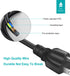 Narpendu 3-Prong 6 (1.82 Universal AC Power Cable for Computer, TV, Monitor and More, Feet Meters), Black