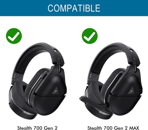 GVOEARS Cooling Gel Ear Pads for Turtle Beach Stealth 700 Gen 2 / Stealth 700 Gen 2 MAX Wireless Gaming Headset, Replacement Cushions with Ice Silk Fabric, Thickness & Sound Isolation - Black