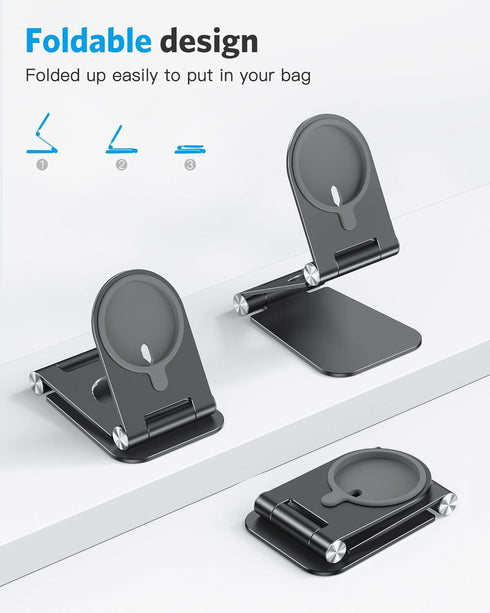 OMOTON Stand for MagSafe Charger, Foldable Phone Holder for MagSafe Accessories, Compatible with iPhone 16/15/14/13/12