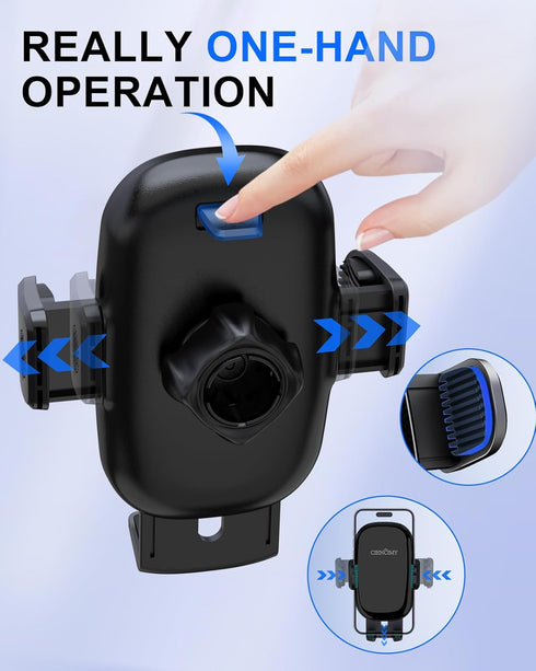 Reusable Velcro Phone Holder Car Mount, Universal Dashboard Windshield Phone Mount, 360° Rotation Compatible with iPhone
