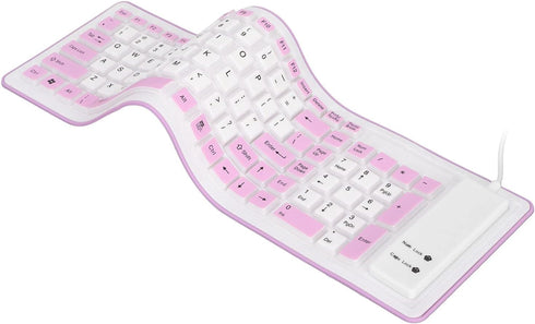 Foldable Silicone Keyboard, USB Wired Waterproof Rollup Keyboard, 103 Keys Soft Touch for PC, Laptop, Notebook