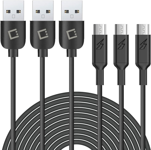 Cellet Micro USB 3.3 Feet Long Data Sync and Charge Cables Pack of 3 for Galaxy A6 S7 S6 Edge Note 5 LG K50S