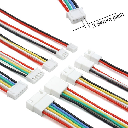 XH 2.54mm Connector Kit - JST XH Compatible 2.5mm Pitch Male Female Sockets, Plugs, and 22AWG Pre-Crimped Cables