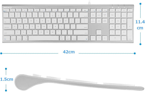 Macally Ultra Slim USB Wired Computer Keyboard, Full Size for Apple & Windows, Low Profile