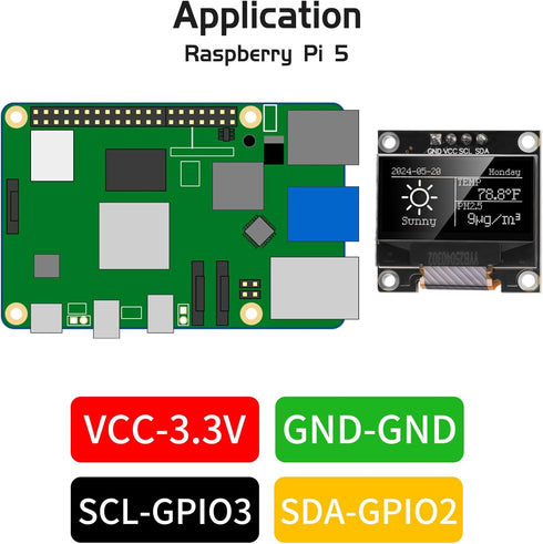 YELUFT 5pcs 0.96 Inch I2C 12864 128x64 SSD1306 Pi/ESP32 Pre-Soldered IIC OLED Display Module Pixel Driver Self-Luminous