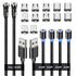 Magnetic Charging Cables 3in1, 540° Rotation Cable Sets for Smartphones (0.6ft+6.6ft), Black, 6pcs