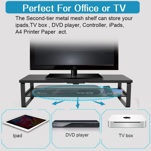 Monitor Stand with Drawer, 2-Tier Riser with Phone Holder and Cable Management, Desk Organizer Stand for Home & Office