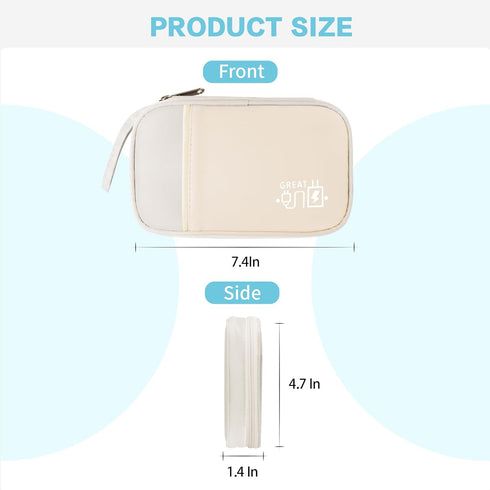 Electronics Travel Organizer, Portable Waterproof Storage Bag for Small Charging Cords, Charger, SD Cards, Beige