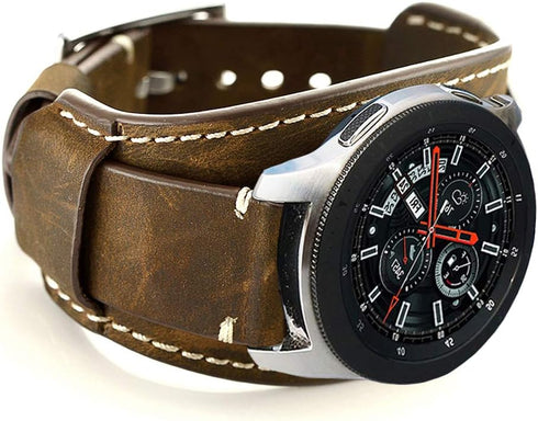 Genuine Leather Cuff Band for Samsung Galaxy Watch 46mm/Gear S3 Frontier/Galaxy Watch 3 45mm - 22mm Replacement Strap
