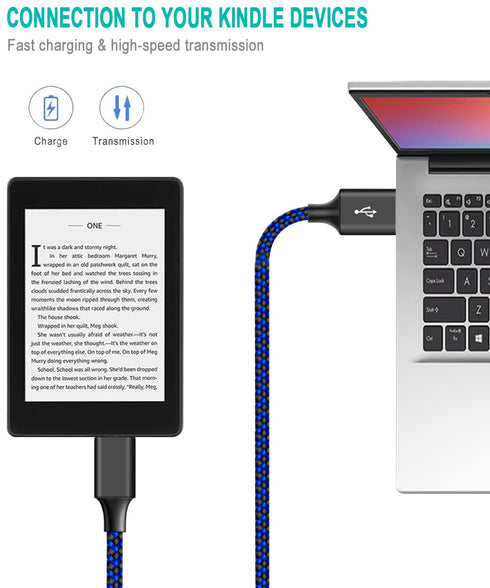 3-Pack 6ft USB C Cable for Kindle E-readers, Fire Tablets (HD 10 9th 10th 11th Gen, HD 8, 8 Plus 2020 2022)