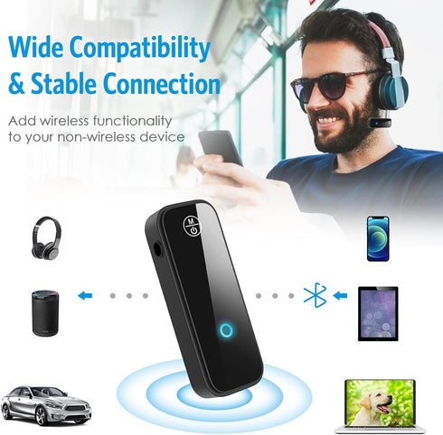 (Upgraded) Ankilo Aux Bluetooth Adapter for Car, 2 in 1 Bluetooth 5.0 Receiver for Car with Display Screen, Suitable for Cars, Speakers, Stereo Systems and Headphones