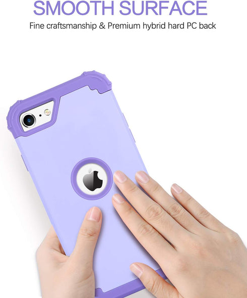 BENTOBEN iPhone SE 2022 & 2020 Case, Heavy Duty 3-in-1 Rugged Shockproof Hybrid, Light Purple/Lavender.
