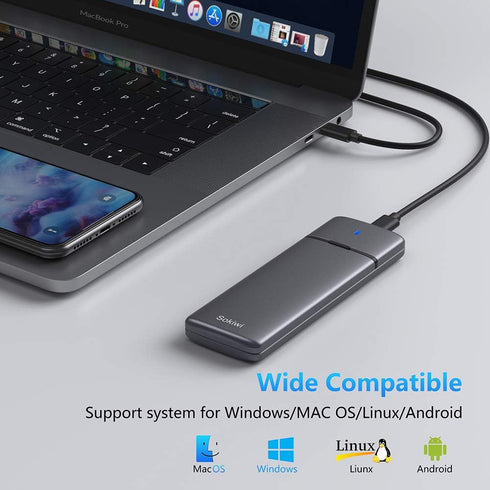 M.2 NVMe SATA SSD Enclosure Adapter, Tool-Free USB 3.2 Gen2 10Gbps External NVMe to USB PCI-E SATA