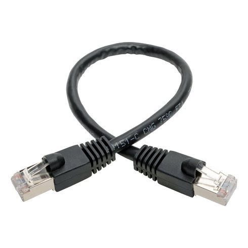 Tripp Lite Cat6a Snagless Shielded STP Patch Cable, 10G-Certified, PoE, Black M/M 1ft