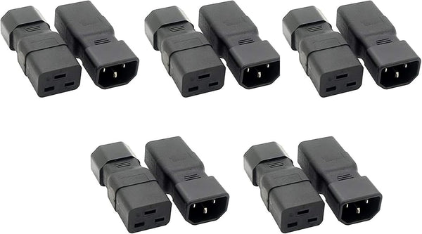 Dracaena 10 Pack PDU UPS Power IEC Male C14 to Female C19 Adapter Connector