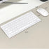 Macally Small Wireless Keyboard and Mouse Combo, Essential Work Duo, 2.4G White Keyboard and Mouse Wireless, 78 Key