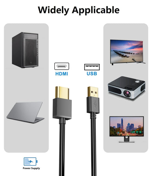 USB to HDMI Cord Cable, (1M / 3.3FT) USB 2.0 Male to HDMI Male Adapter for Charging Devices with HDMI Ports from USB