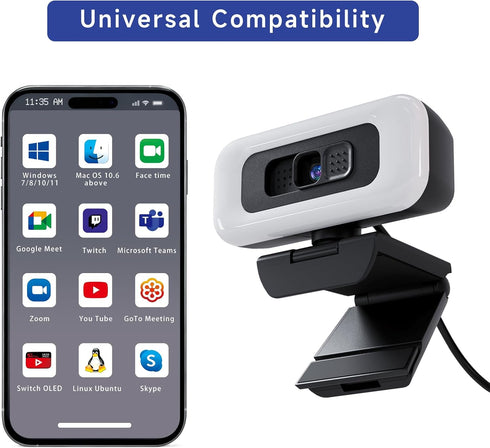 Combess 1080P, Webcam for PC - PC Camera Webcam Desktop Computer Web cam with Privacy Shutter and Tripod Autofocus