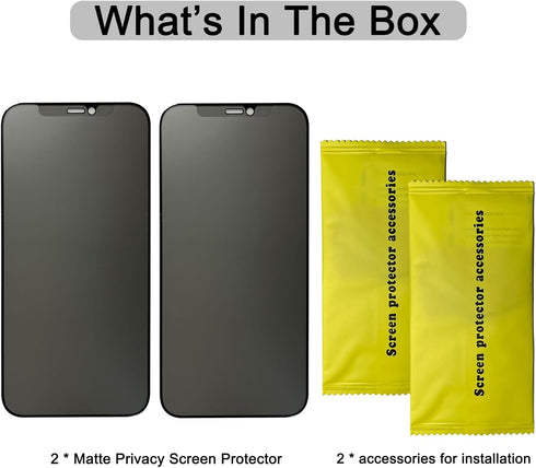2 Pack Matte Privacy Screen Protector for iPhone 12 and 12 Pro 6.1" - 9H Super Hardness, Anti-Fingerprint