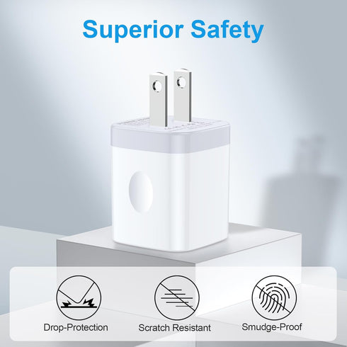 USB Charger Block, 5V 1A Wall Charger, 2 Pack USB Power Brick for iPhone 15/14/13/12/11/XR/XS/8 Plus/SE