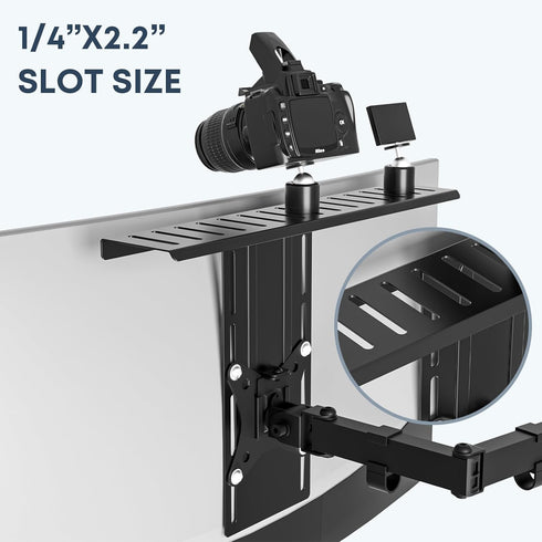 WORLDLIFT 16 inch 100100 mm VESA Monitor Mount Shelf for Streaming - Holds Cameras, Webcams, Microphones & Lights