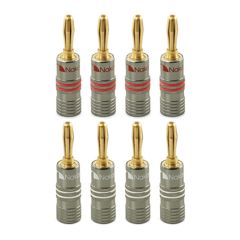 Nakamichi Ultimate Series 24K Gold Plated Banana Plug - 12-18 AWG Gauge Size Connector for Speakers