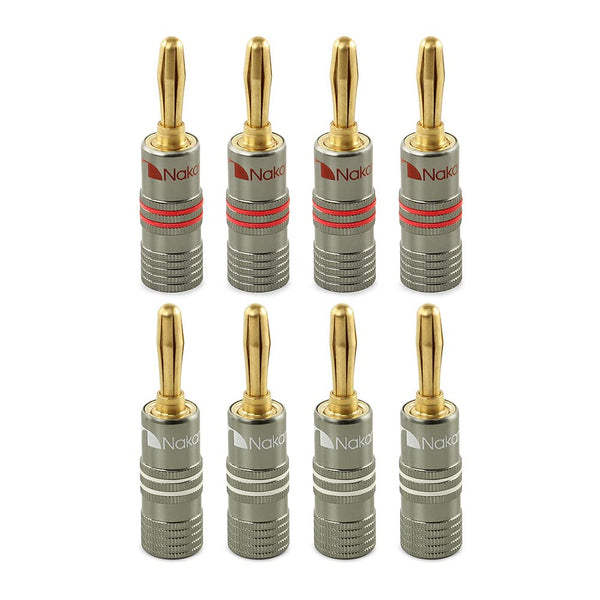Nakamichi Ultimate Series 24K Gold Plated Banana Plug - 12-18 AWG Gauge Size Connector for Speakers