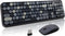 FOPETT Wireless Keyboard and Mouse Set, Reliable 2.4 GHz Connectivity for PC, Laptop, Smart TV (Grey Colorful)