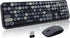 FOPETT Wireless Keyboard and Mouse Set, Reliable 2.4 GHz Connectivity for PC, Laptop, Smart TV (Grey Colorful)