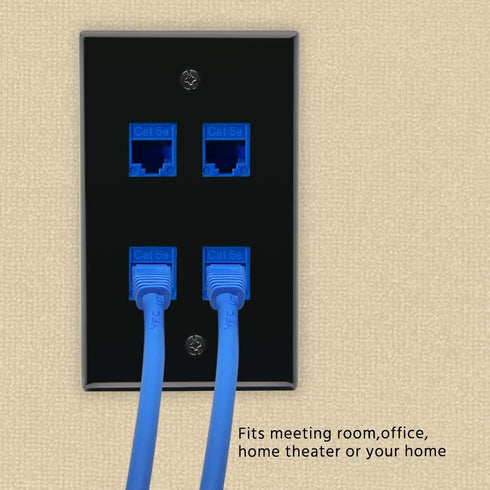 4 Port Keystone Jack Wall Plate, Smooth Face, 5-Pack, Black