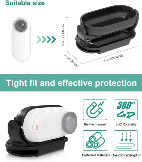 PULUZ Camera Cap Clip Magnetic Mount for Insta360 GO3, Quick Release Mount Hat Clip Attachable to Hat or Backpack