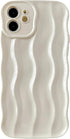 Caseative iPhone 12 Case, Water Ripple Pattern Curly Wave Frame Soft Cover - White