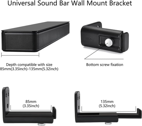 MegaDive 44 lbs,Adjustable Speaker Wall Mount BracketCompatible with Samsung Soundbar&Bose Soundbar .etc Various Brands