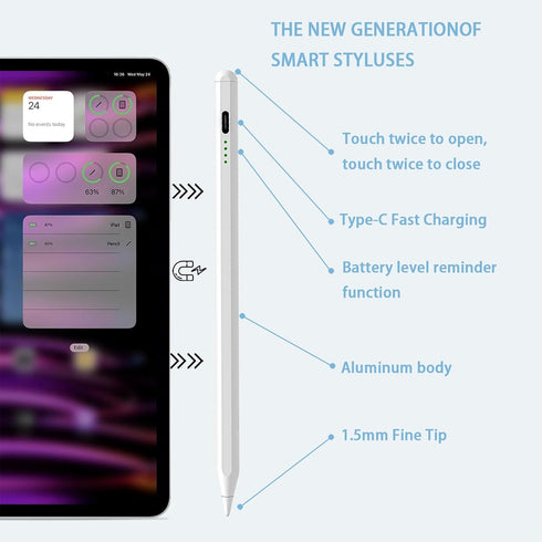 Stylus Pen for iPad, Fast Charging Apple Pencil 1st Generation with Tilt Sensitivity & Palm Rejection for iPad Pro