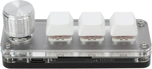 Yoidesu Mini 3 Key Keypad with Knob, One Handed Macro Mechanical Keyboard, 3 Fully Programmable Keys for Office, Games