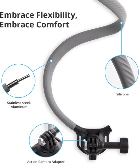 PGYTECH CapLock POV Neck Mount for DJI OSMO Action 5/4/3, for GoPro Hero 13/12/11/10, Hand Free Video Vlog Attachment