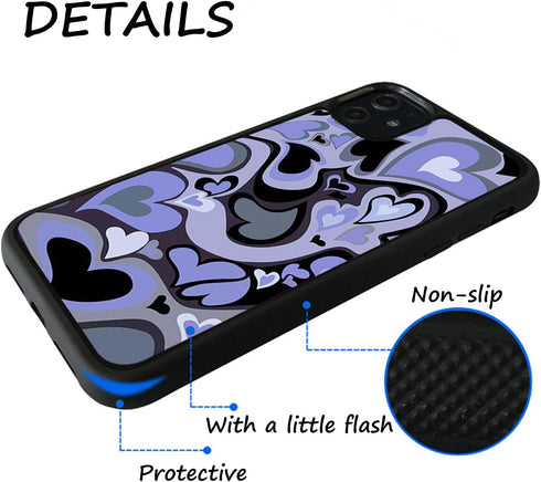 Cute Phone Cases Purple Love Heart Cute Phone Case Slim Soft Protective Phone Case Compatible with iPhone 11