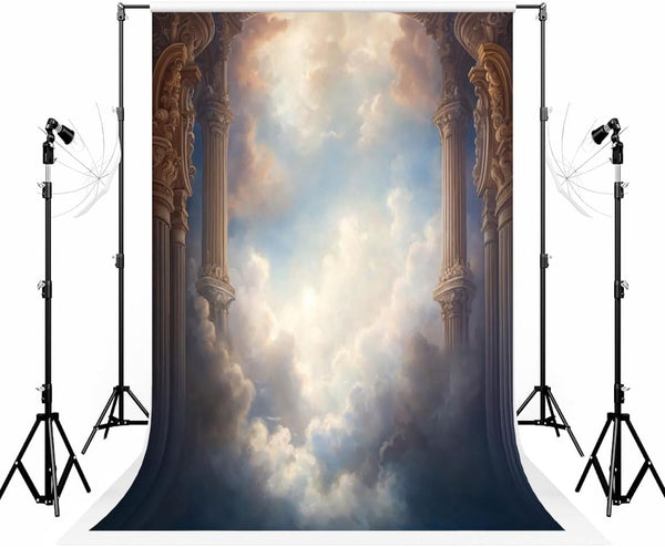 Kate 5×7ft European Medieval Castle Photo Backdrop, Fantasy Sky White Clouds Photography Background
