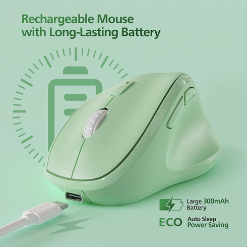 Micropack Vertical Mouse, Multi-Device 3-Mode Bluetooth 5.0 & 3.0 Mouse, 2.4G Wireless with Adjustable DPI & Silent