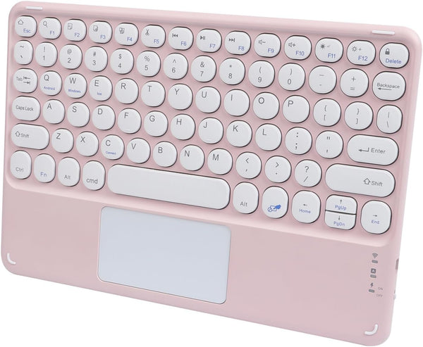 Wireless Keyboard with Touchpad, Ultra-Thin Rechargeable Bluetooth Mini Keyboard with Trackpad, Round Key for iPad