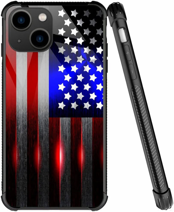 ZHEGAILIAN iPhone 15 Plus Case, 6.7-inch, Shock-Proof Plexiglass, Cut American Flag Design, Compatible with iPhone 15