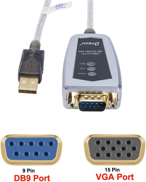 DTECH 6 Feet USB to RS422 RS485 Serial Port Converter Adapter Cable with FTDI Chip | Supports Windows and Mac