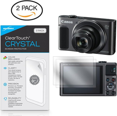 BoxWave Screen Protector for Canon PowerShot SX620 HS - ClearTouch Crystal (2-Pack), HD Film Skin Shields from Scratches